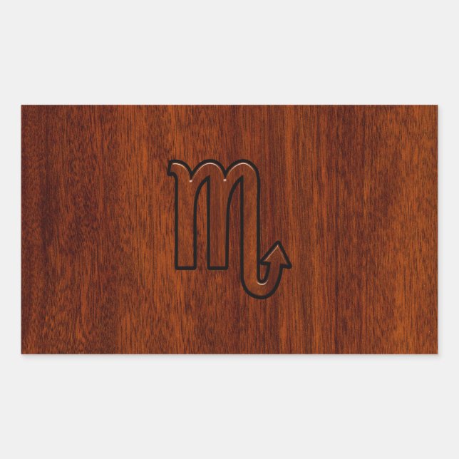 Scorpio Zodiac Sign in Mahogany Style Rectangular Sticker (Front)