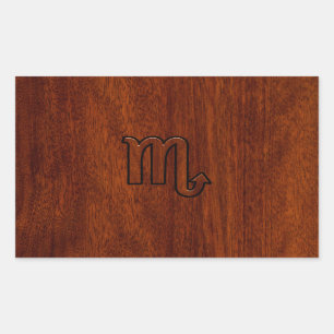 Scorpio Zodiac Sign in Mahogany Style Rectangular Sticker