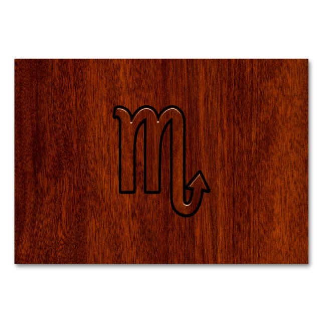 Scorpio Zodiac Sign in Mahogany Style Table Number (Front)