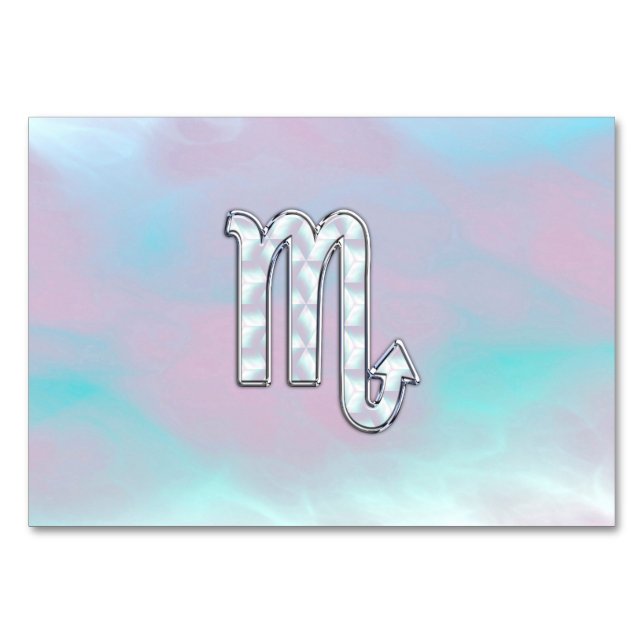 Scorpio Zodiac Sign in Mother of Pearl Style Table Number (Front)