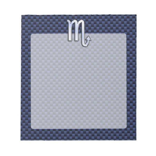 Scorpio Zodiac Sign navy blue carbon fiber decor Notepad (Front)