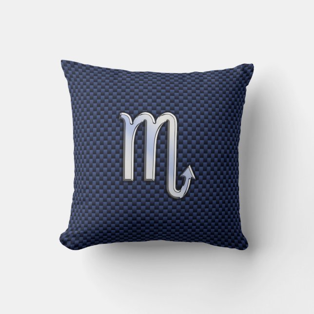 Scorpio Zodiac Sign navy blue carbon fibre decor Cushion (Front)
