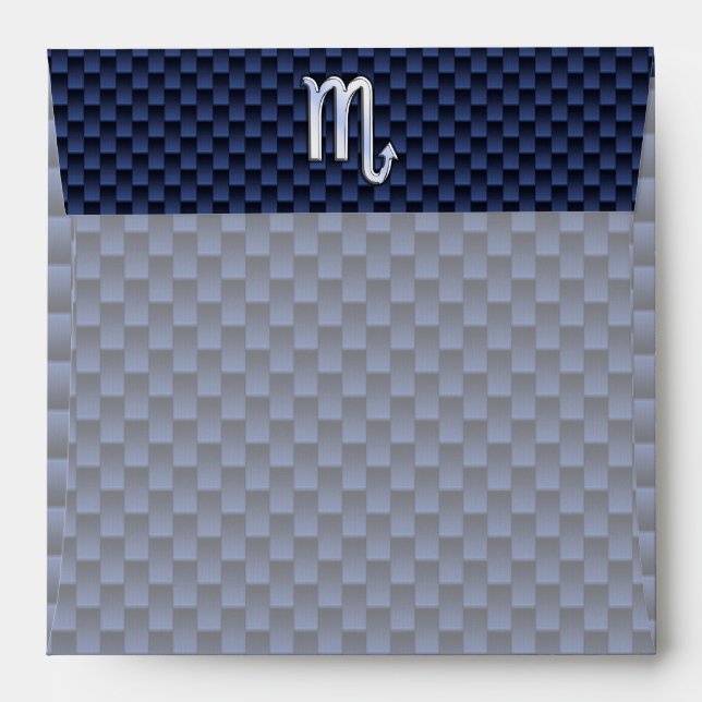 Scorpio Zodiac Sign navy blue carbon fibre decor Envelopes (Back (Top Flap))