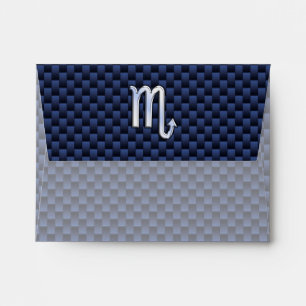 Scorpio Zodiac Sign navy blue carbon fibre decor Envelopes