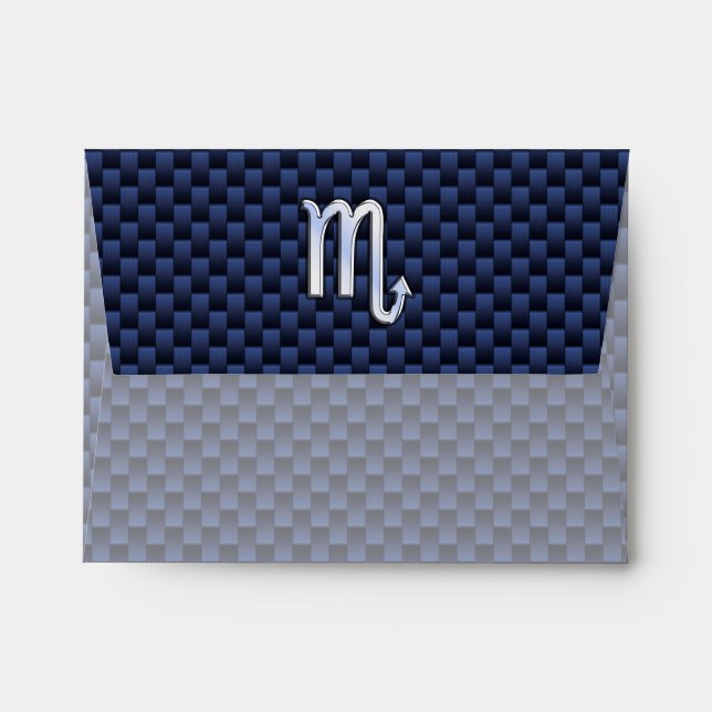 Scorpio Zodiac Sign navy blue carbon fibre decor Envelopes (Back (Top Flap))