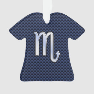 Scorpio Zodiac Sign navy blue carbon fibre decor Ornament