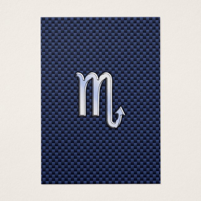 Scorpio Zodiac Sign navy blue carbon fibre print (Front)