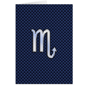 Scorpio Zodiac Sign navy blue carbon fibre print