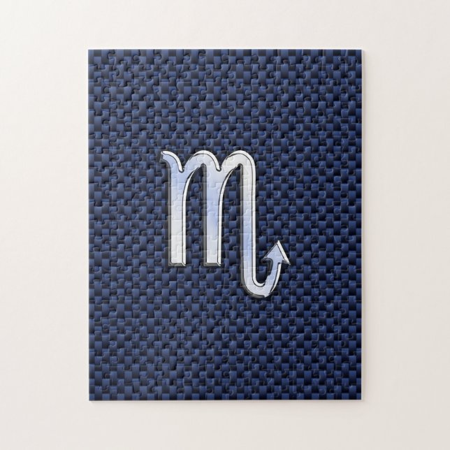 Scorpio Zodiac Sign navy blue carbon fibre print Jigsaw Puzzle (Vertical)