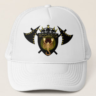 Scorpio Zodiac Sign On Black Shield Trucker Hat
