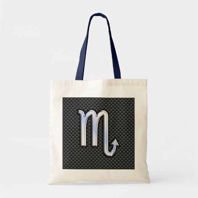 Scorpio Zodiac Sign on Carbon Fibre Astrology Tote Bag (Front)