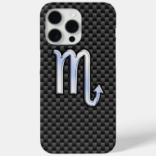 Scorpio Zodiac Sign on Carbon Fibre Print iPhone 15 Pro Max Case
