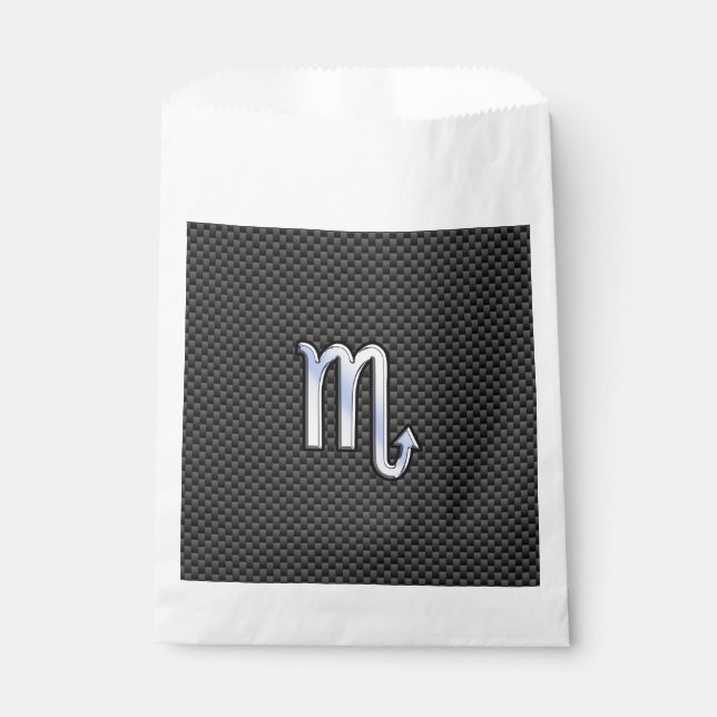 Scorpio Zodiac Sign on Carbon Fibre Print Favour Bags (Front)