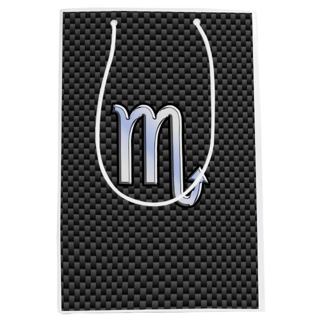 Scorpio Zodiac Sign on Carbon Fibre Print Medium Gift Bag (Front)