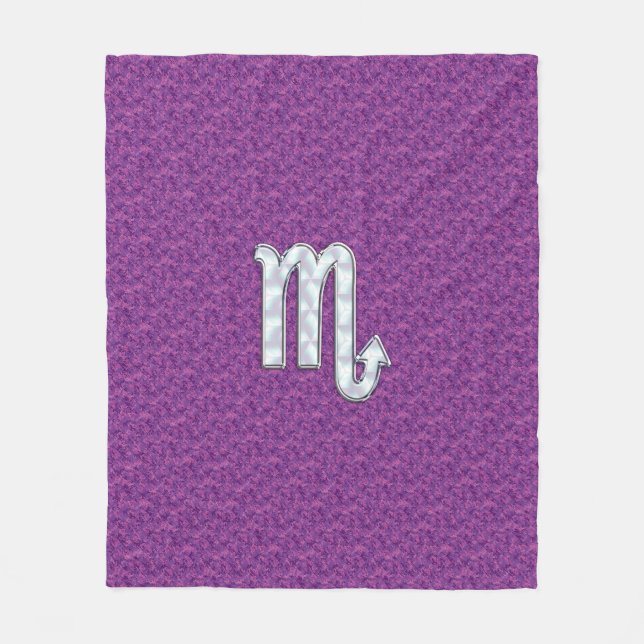 Scorpio Zodiac Sign on Fuchsia Digital Camo Fleece Blanket (Front)