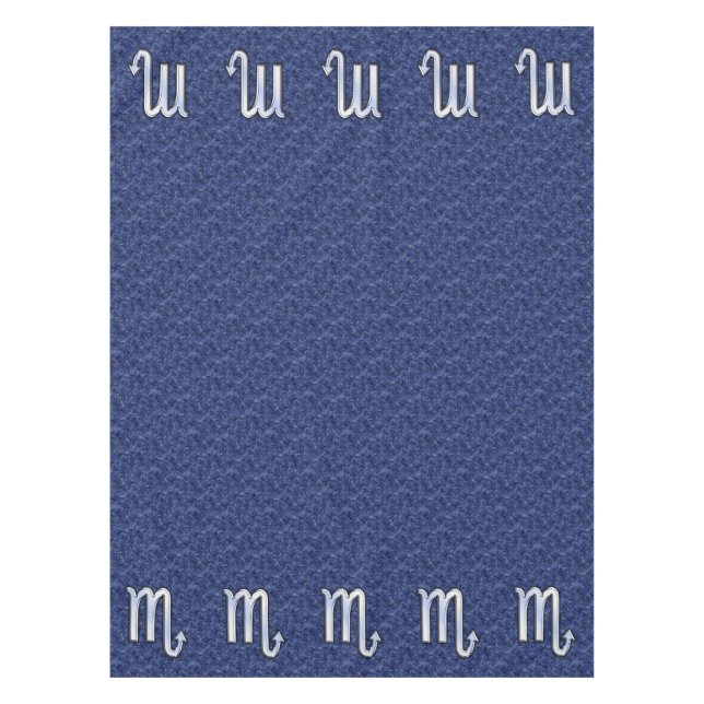 Scorpio Zodiac Sign on Navy Blue Camo Tablecloth (Front)
