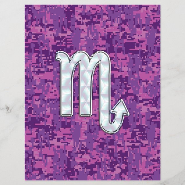 Scorpio Zodiac Sign on Pink Digital Camo Flyer (Front)