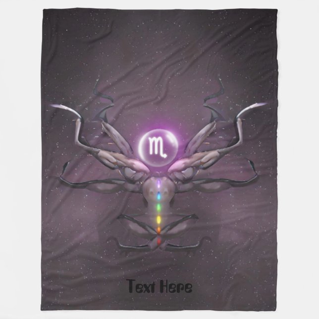Scorpio Zodiac Sign Seven Chakras Fleece Blanket (Front)