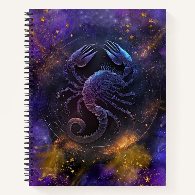 Scorpio Zodiac Sign Watercolor Design Notebook (Front)