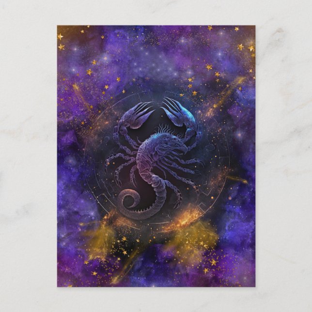 Scorpio Zodiac Sign Watercolor Design Postcard (Front)