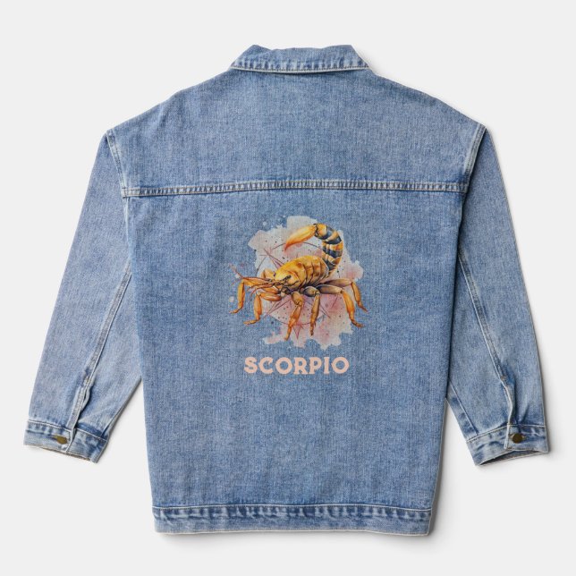 Scorpio Zodiac Sign Women's Denim Jacket (Back)
