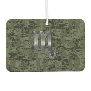 Scorpio Zodiac Sign Woodland Green Digital Camo Car Air Freshener