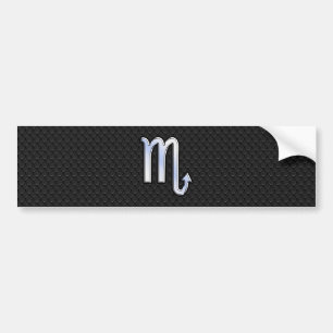 Scorpio Zodiac Silver Sign black snake skin Bumper Sticker