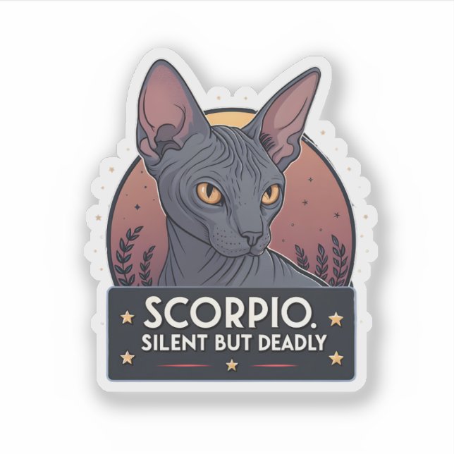 Scorpio Zodiac Sphynx Cat Silent Deadly Art (Front)
