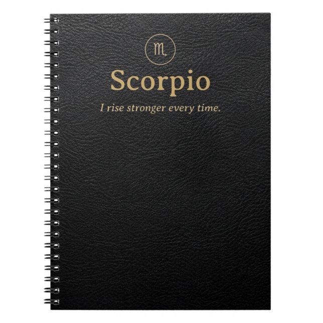 Scorpio Zodiac Spiral Notebook - Faux Leather Look (Front)