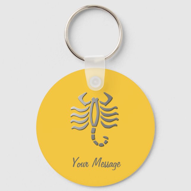 Scorpio Zodiac Star Sign Silver Keyring (Front)