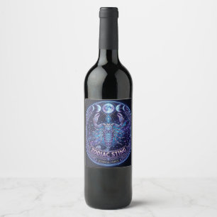 Scorpio Zodiac Sting Celestial Graphic Design Wine Label