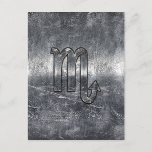 Scorpio Zodiac Symbol in Grunge Metallic Style Postcard