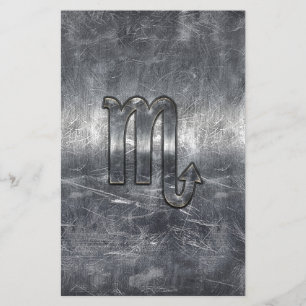 Scorpio Zodiac Symbol in Grunge Metallic Style Stationery