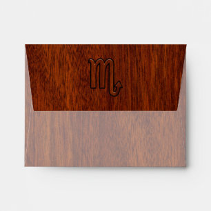 Scorpio Zodiac Symbol in Mahogany Style Envelope