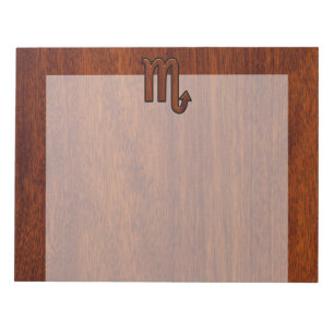 Scorpio Zodiac Symbol in Mahogany Style Notepad