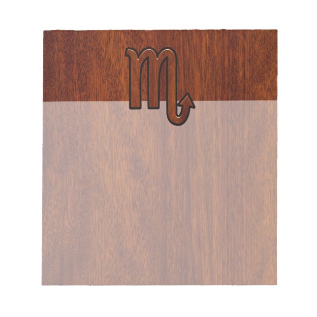 Scorpio Zodiac Symbol in Mahogany Style Notepad (Front)
