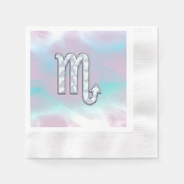 Scorpio Zodiac Symbol in Mother of Pearl Decor Napkin (Front)