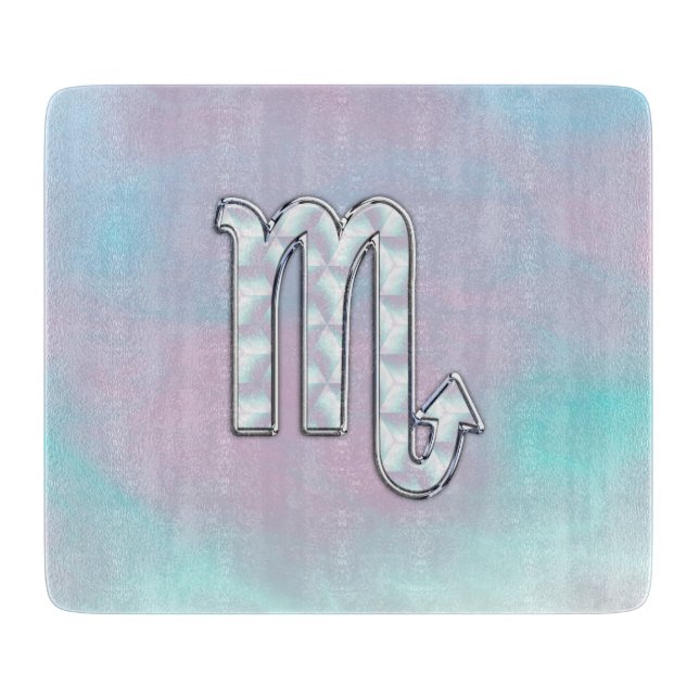Scorpio Zodiac Symbol in Mother of Pearl Style Cutting Board (Front)