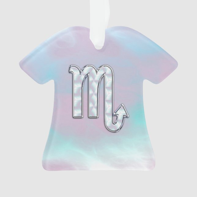 Scorpio Zodiac Symbol in Mother of Pearl Style Ornament (Front)