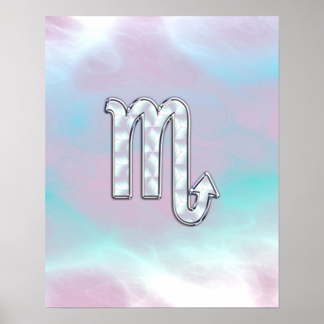 Scorpio Zodiac Symbol in Mother of Pearl Style Poster (Front)