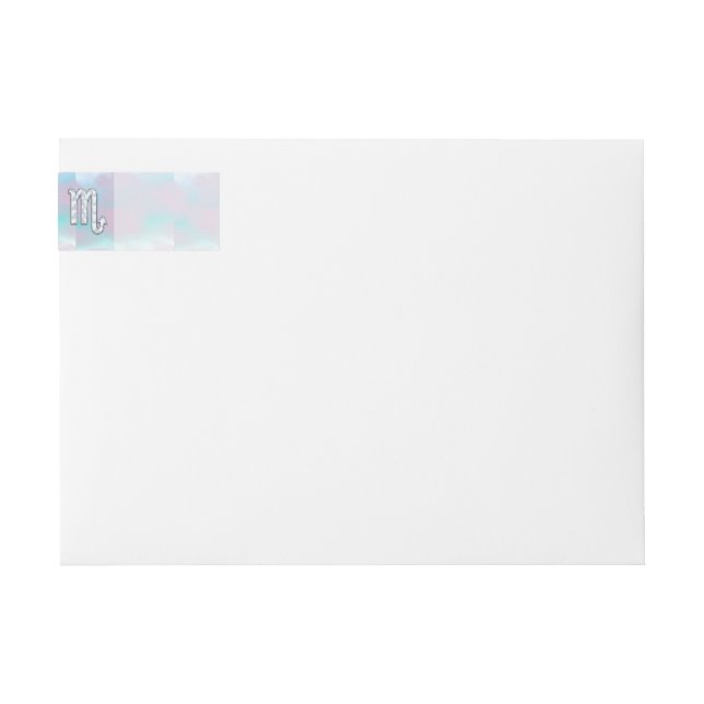 Scorpio Zodiac Symbol in Mother of Pearl Style Wrap Around Label (Front)