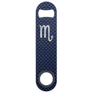 Scorpio Zodiac Symbol navy blue carbon fibre style