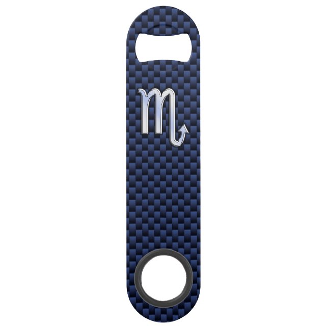 Scorpio Zodiac Symbol navy blue carbon fibre style (Front)