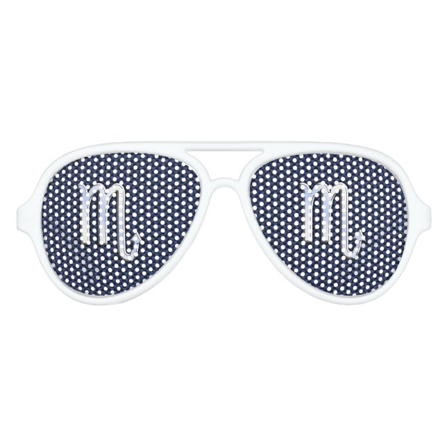 Scorpio Zodiac Symbol navy blue carbon fibre style Aviator Sunglasses (Front)