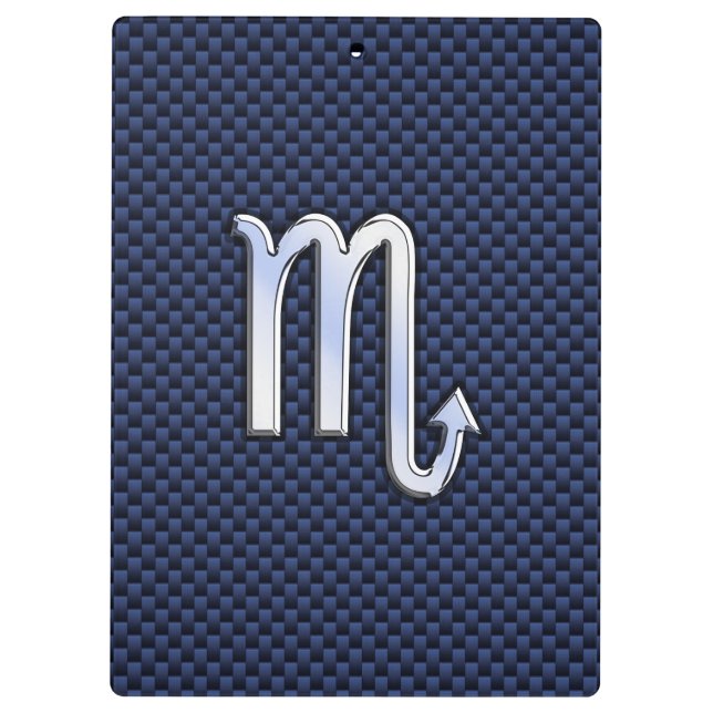 Scorpio Zodiac Symbol navy blue carbon fibre style Clipboard (Back)