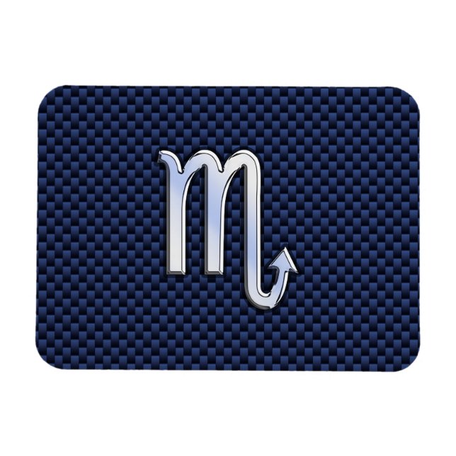 Scorpio Zodiac Symbol navy blue carbon fibre style Magnet (Horizontal)