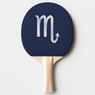 Scorpio Zodiac Symbol navy blue carbon fibre style Ping Pong Paddle