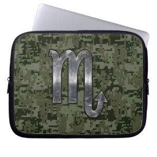 Scorpio Zodiac Symbol Olive Green Digital Camo Laptop Sleeve