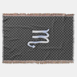 Scorpio Zodiac Symbol on Carbon Fibre Print Throw Blanket