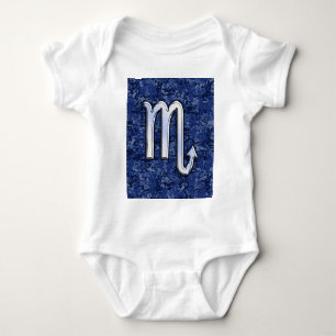 Scorpio Zodiac Symbol on Navy Blue Camo Baby Bodysuit